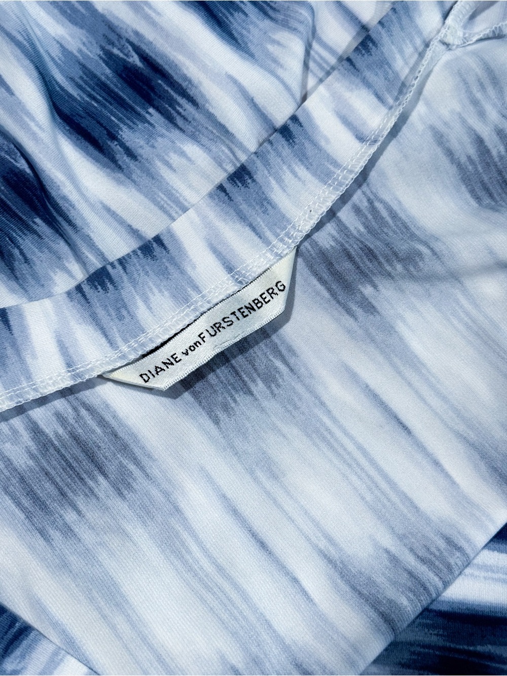 Diane von Furstenberg Light Blue and Navy Midi Dress